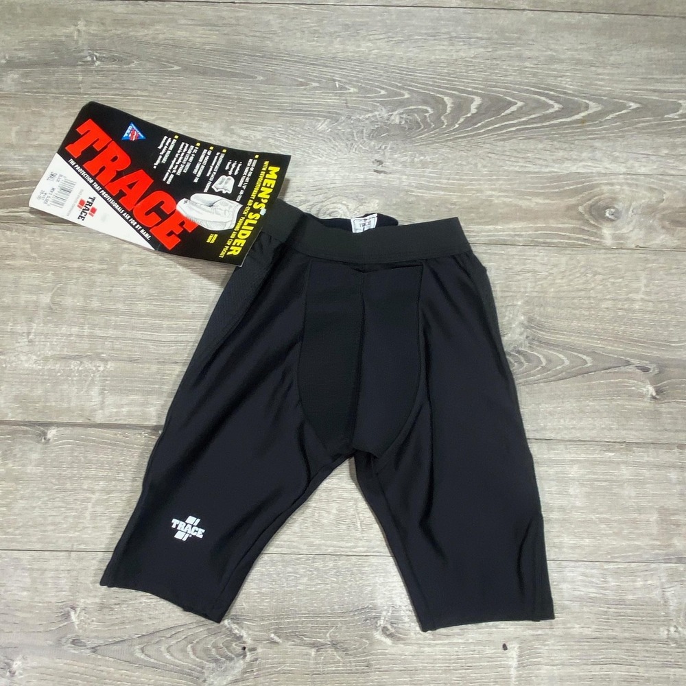 Trace Slider Shorts Mens Small Black‎ Baseball Padded Compression Cup Pocket